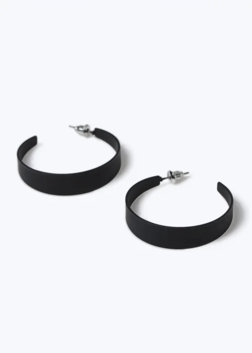 Muse Black Powder Coat Hoop Earrings - One Size Image 3