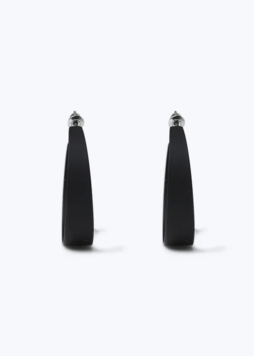 Muse Black Powder Coat Hoop Earrings - One Size Image 1