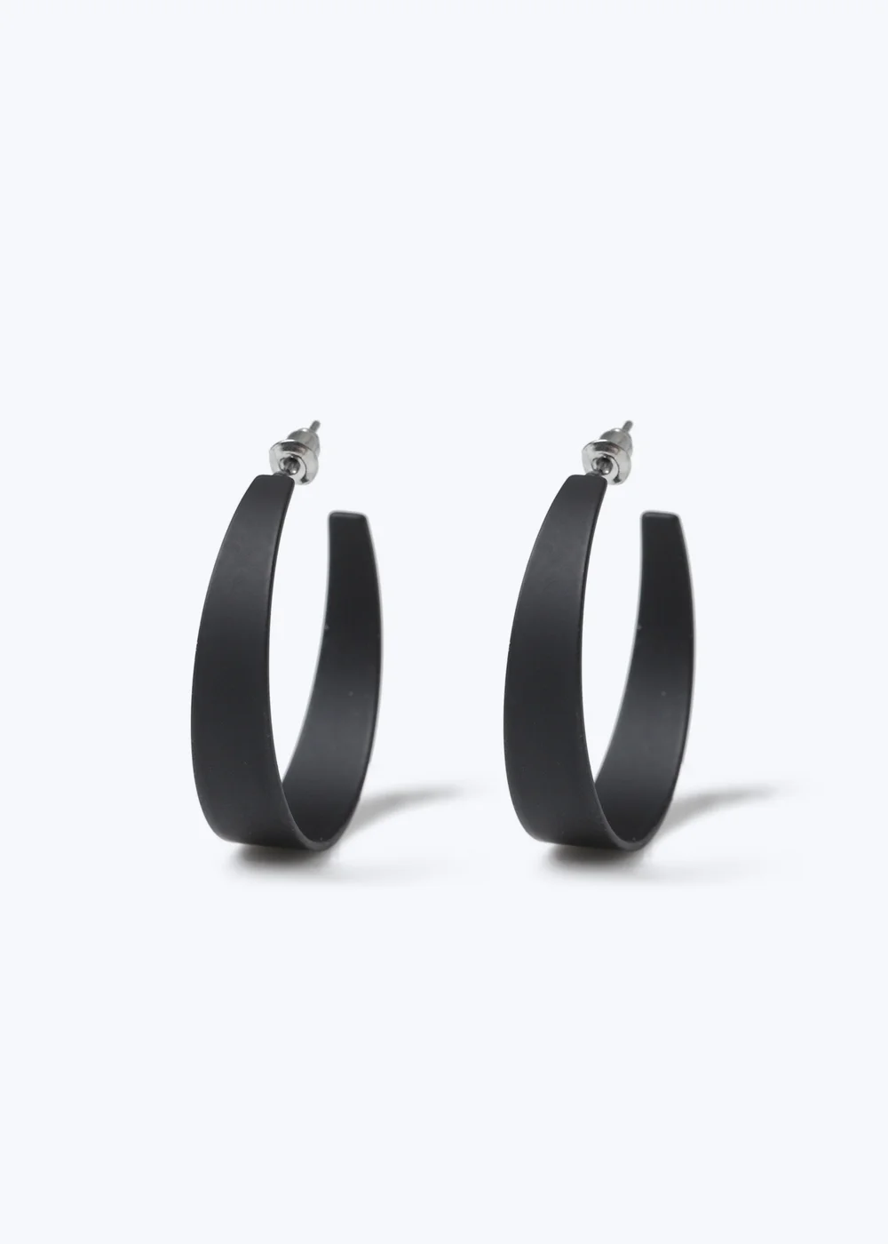Muse Black Powder Coat Hoop Earrings - One Size Image 2
