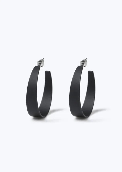 Muse Black Powder Coat Hoop Earrings - One Size Image 2