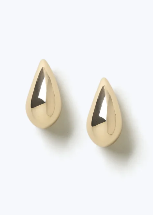 Gold Domed Chunky Earrings - One Size Image 1