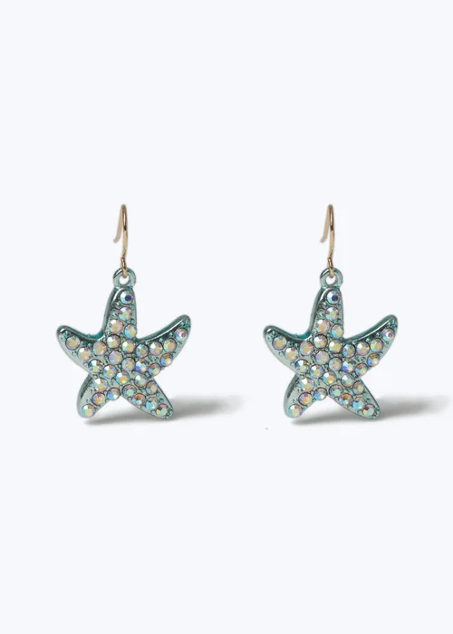 Blue Starfish Earrings - One Size Image 1