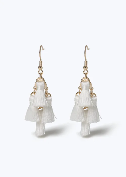 White Tassel Earring - One Size Image 1