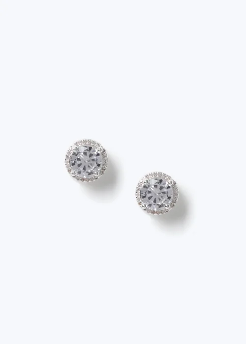Muse Silver Halo Stud Earrings - One Size Image 2