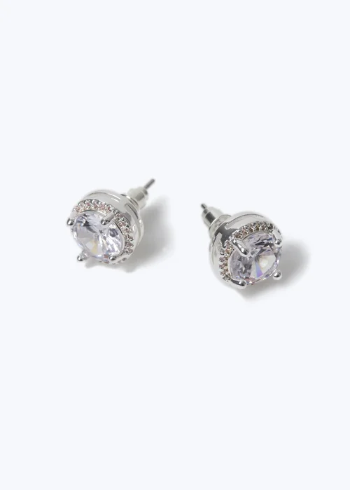 Muse Silver Halo Stud Earrings - One Size Image 1