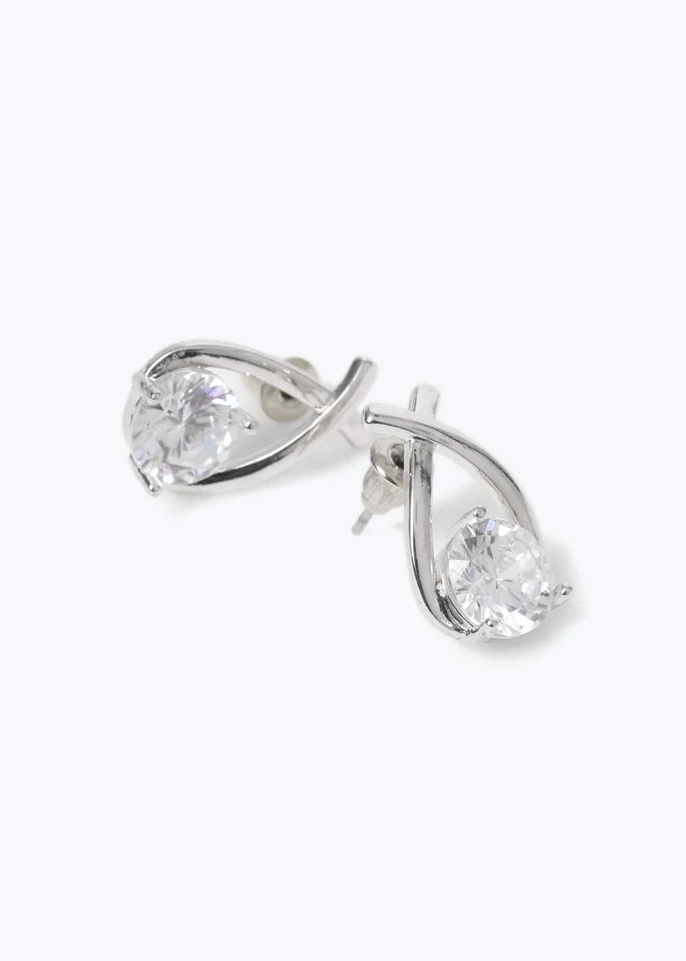 Muse Silver Cross Loop Stud Earring - One Size Image 2
