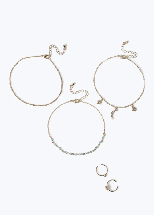 Muse Moon Anklet Toe Ring Multipack Gold - One Size Image 2