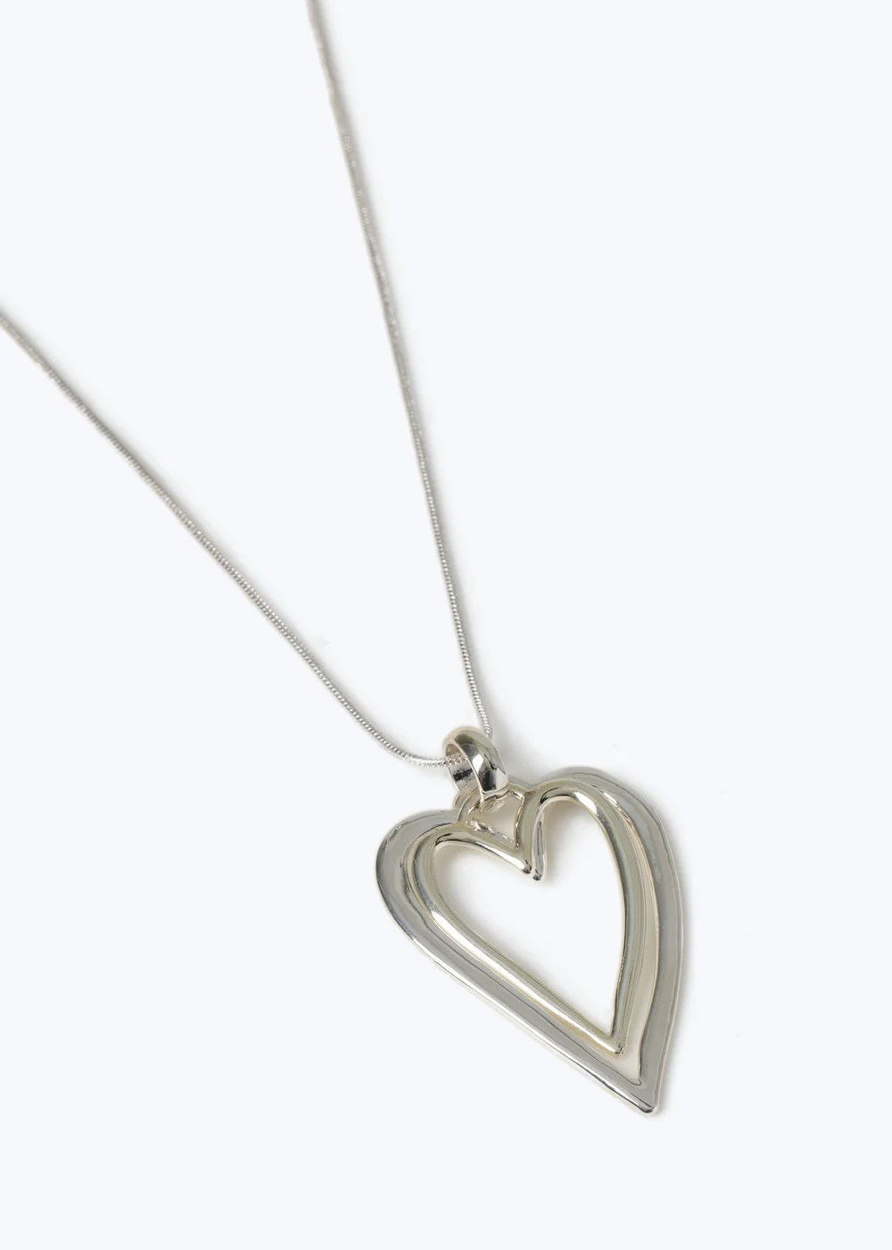 Muse Silver Double Heart Necklace - One Size Image 2
