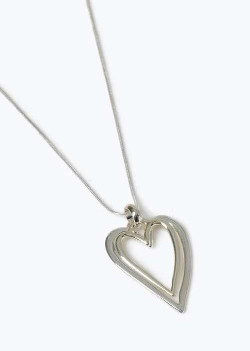 Muse Silver Double Heart Necklace - One Size Image 2
