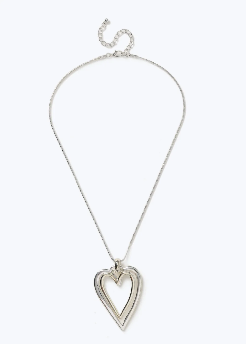 Muse Silver Double Heart Necklace - One Size Image 1