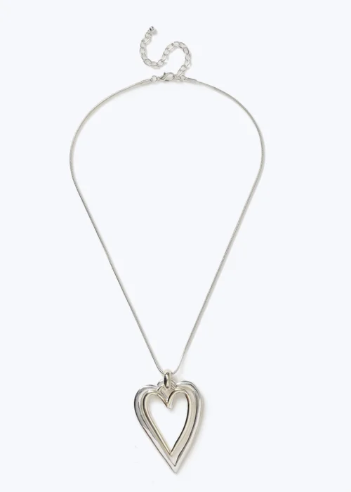 Muse Silver Double Heart Necklace - One Size Image 1