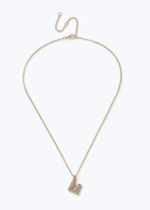 Muse Pave Puff "M" Initial Necklace Gold - One Size Image 1