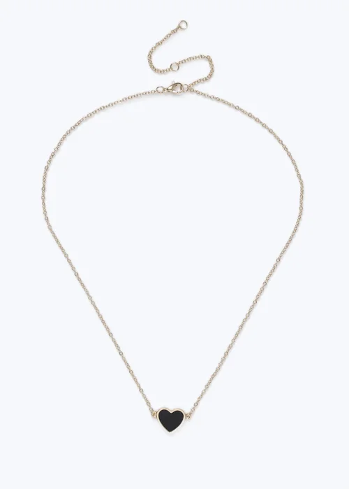 Muse Black Heart Pendant Necklace Gold - One Size Image 1
