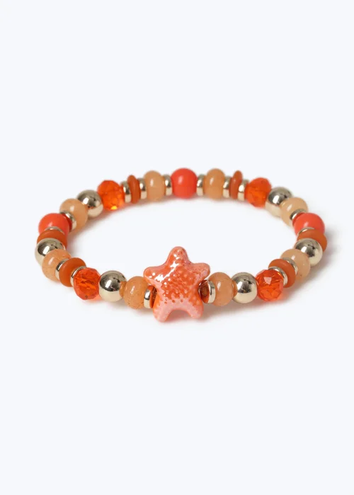 Muse Orange Starfish Beaded Bracelet - One Size Image 1
