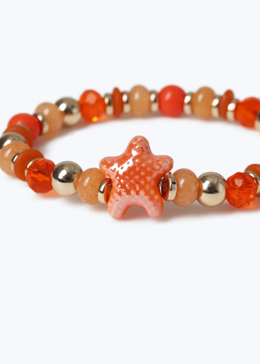 Muse Orange Starfish Beaded Bracelet - One Size Image 2