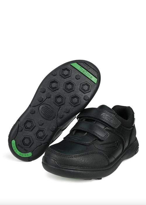 ToeZone Boys Black Ace Coated Leather Football School Shoes (Younger 8 - Older 2) - 9 Infants Image 1