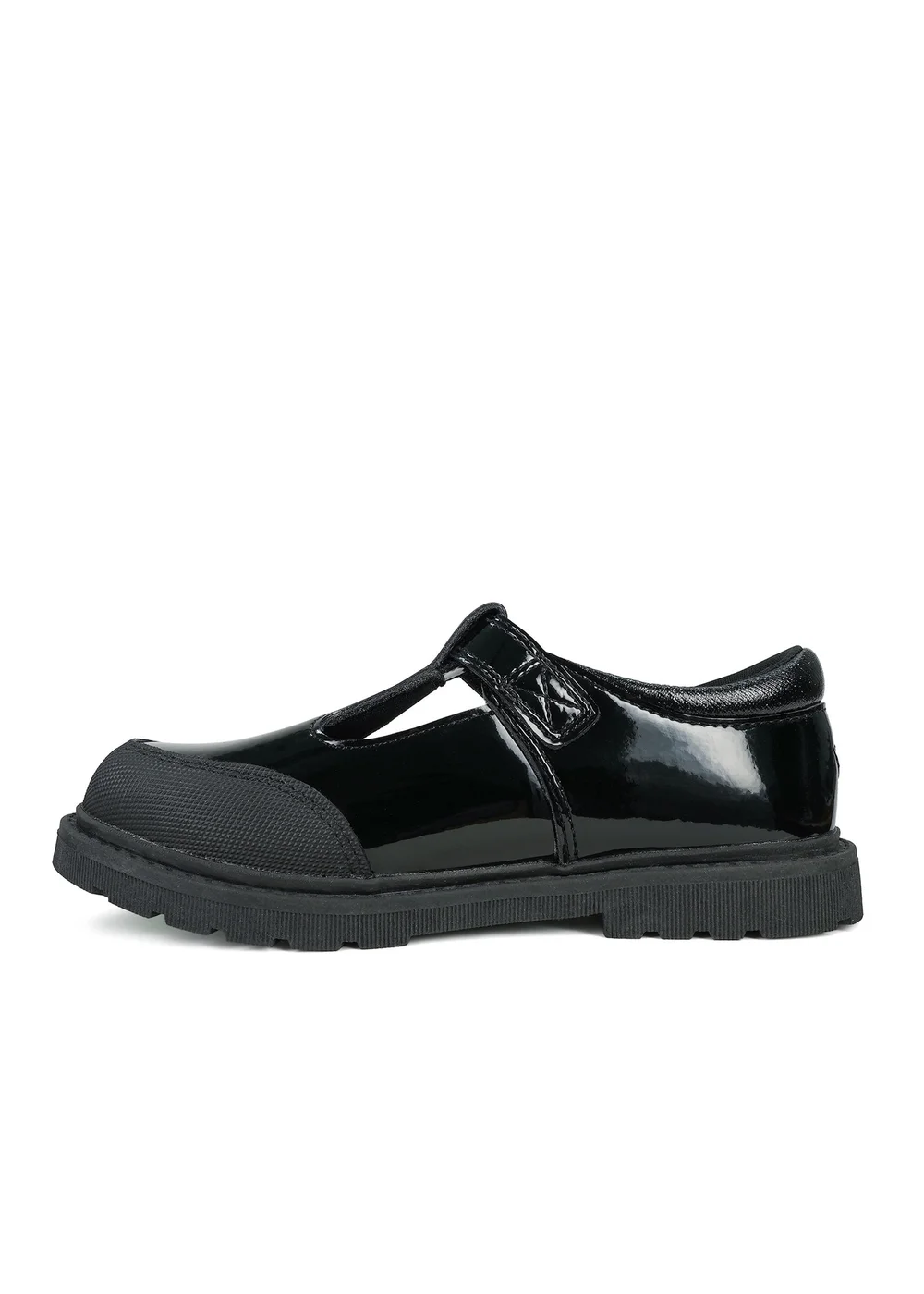 ToeZone Girls Black Clover Patent Coated Leather T-Bar Flower School Shoe (Younger 8 - Older 2) - 1 Infants Image 4