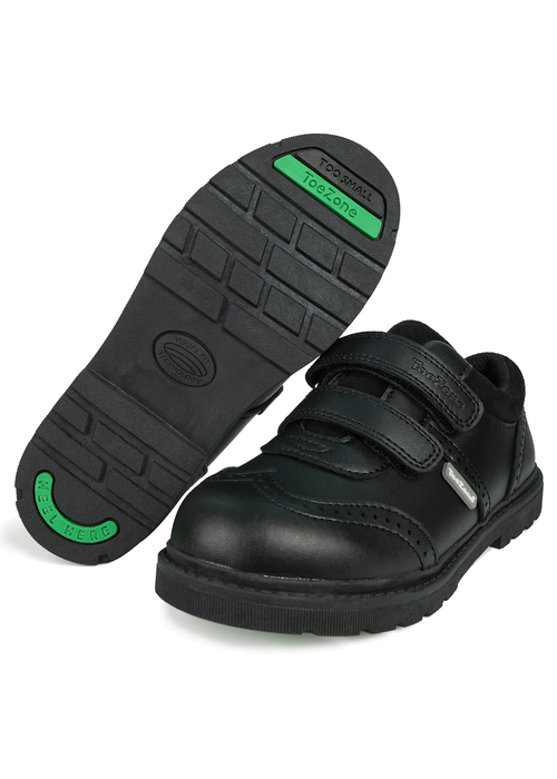 ToeZone Boys Black Theo Coated Leather Smart School Shoe (Younger 8 - Older 3) - 8 infants Image 1