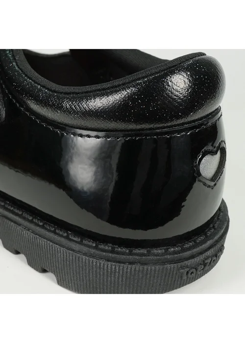 ToeZone Girls Black Flo Patent Leather Rip Tape Flower School Shoe (Younger 6 - 13) - 8 infants Image 5
