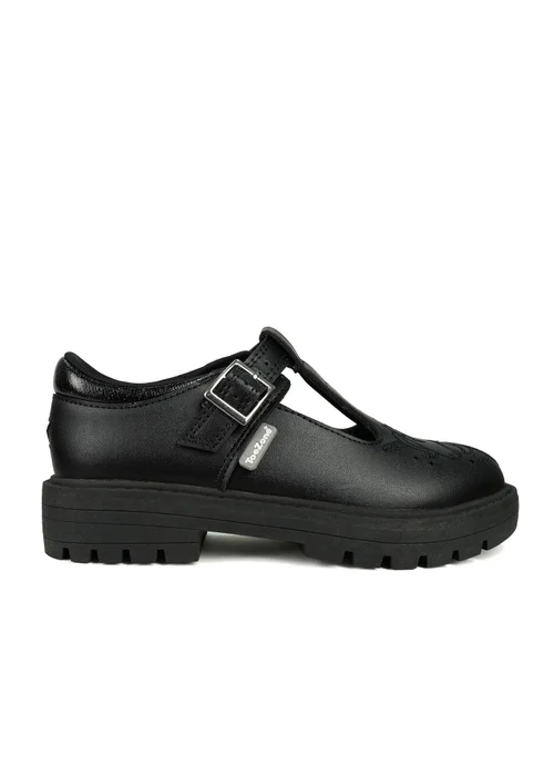 ToeZone Girls Black Anya Coated Leather T-Bar Unicorn School Shoe (Younger 8 - Older 2) - 11 Infants Image 2