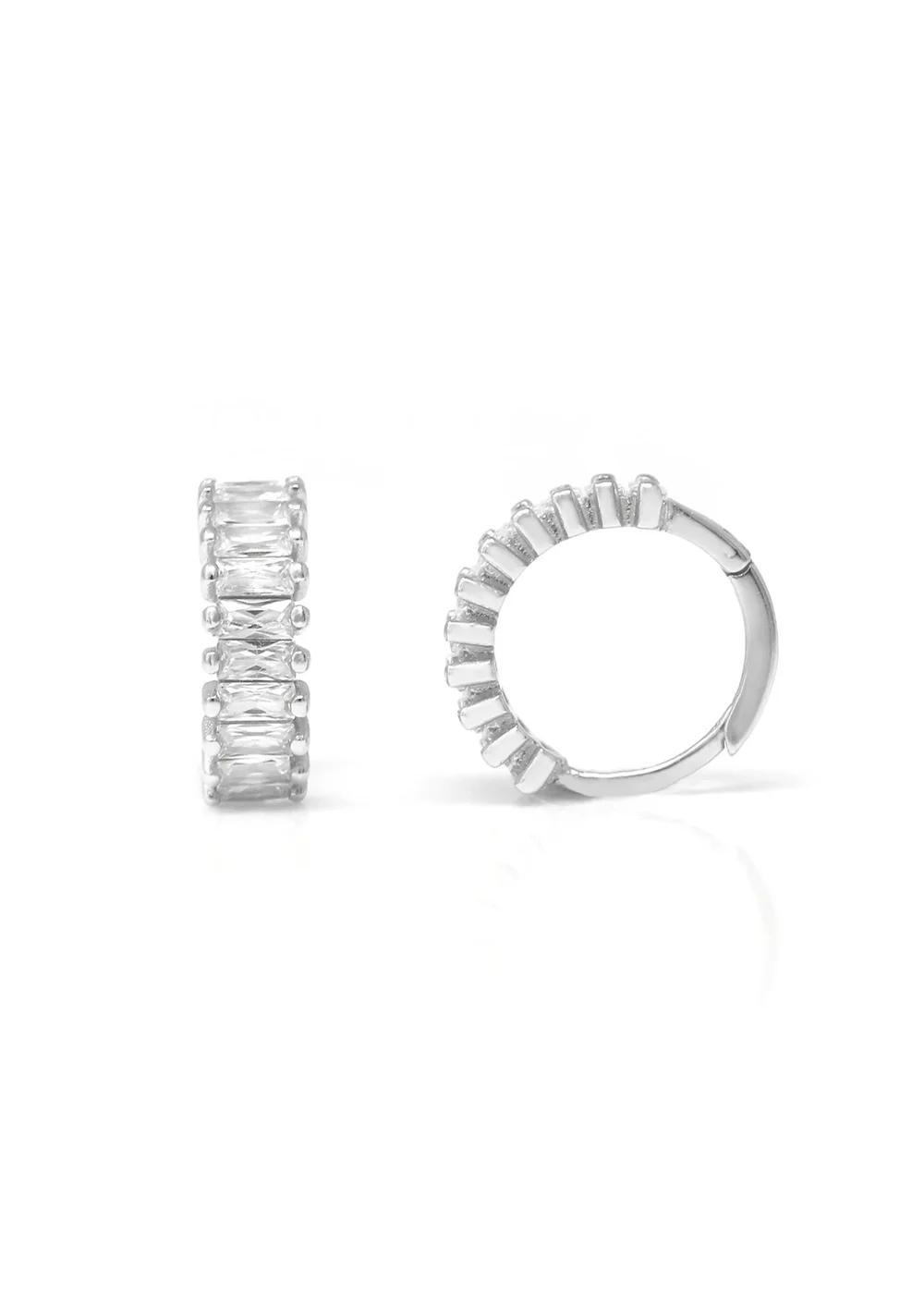 Say It With Silver Baguette Hug Earrings - One Size Image 1