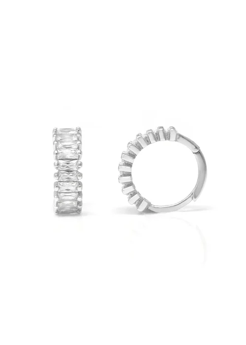 Say It With Silver Baguette Hug Earrings - One Size Image 1