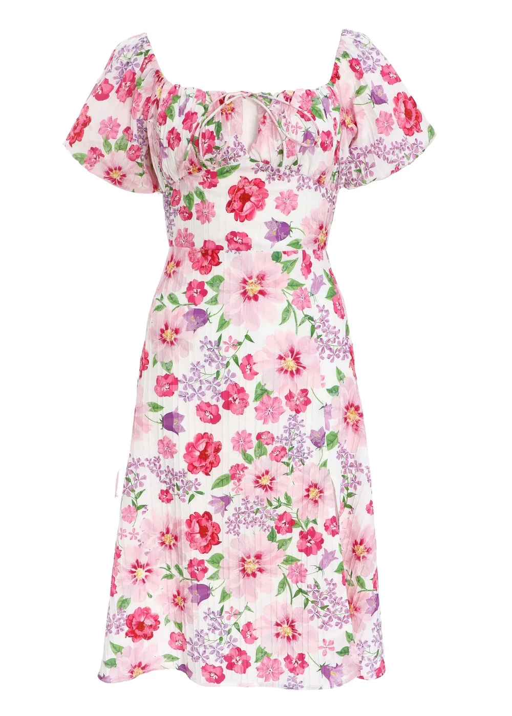Quiz White Petite Floral Puff Sleeve Mini Dress - 6 Image 4