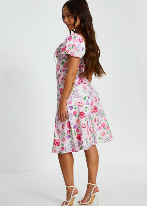 Quiz White Petite Floral Puff Sleeve Mini Dress - 6 Image 2