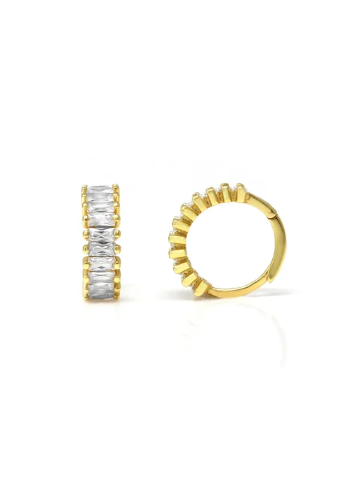 Say It With Gold Baguette Hug Earrings - One Size Image 1
