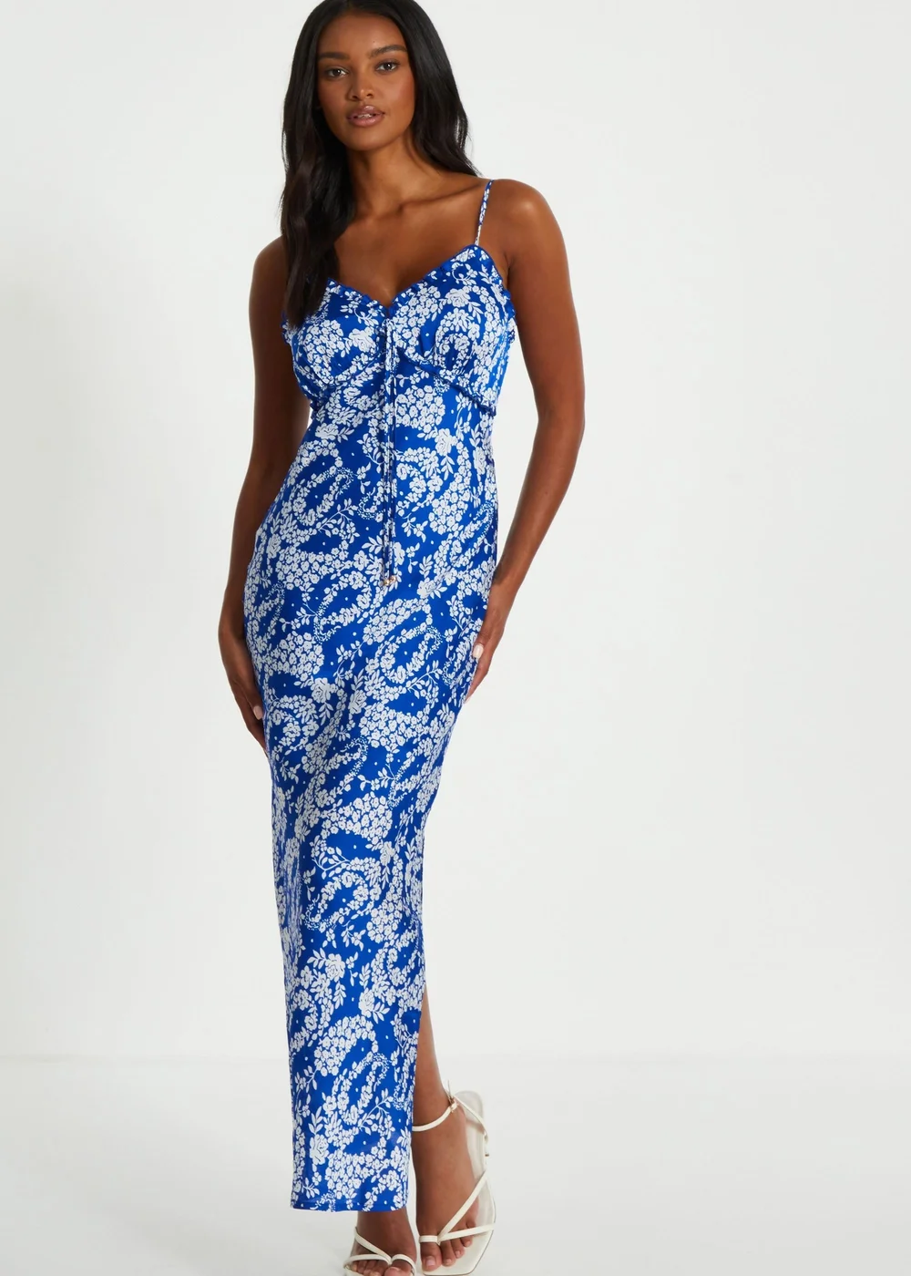 Quiz Blue Floral Strappy Maxi Dress - 10 | Matalan Quiz Blue Floral Strappy Maxi Dress - 10 | Matalan