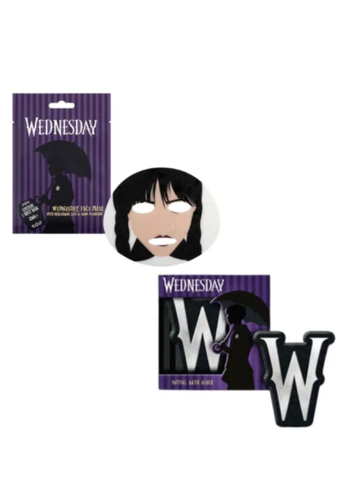 Wednesday Black Sheet Mask & Bath Bomb Set - One Size Image 1