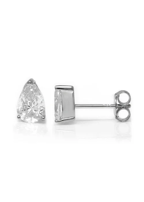 Say It With Silver Pear Earrings - One Size Image 1