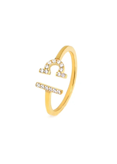 Say It With Yellow Gold Virgo Ring with CZ Stones - Pisces Image 1