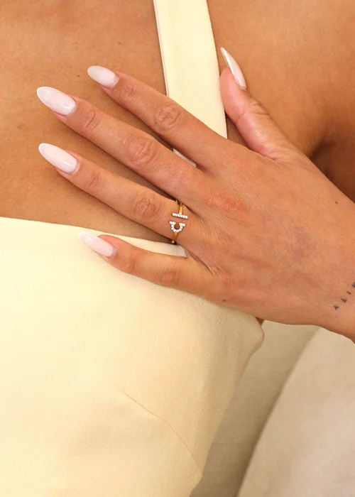 Say It With Yellow Gold Virgo Ring with CZ Stones - Pisces Image 2