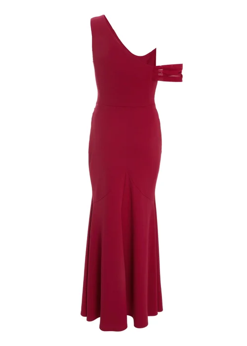 Quiz Red Petite Asymmetric Cowl Neck Maxi Dress - 4 Image 5