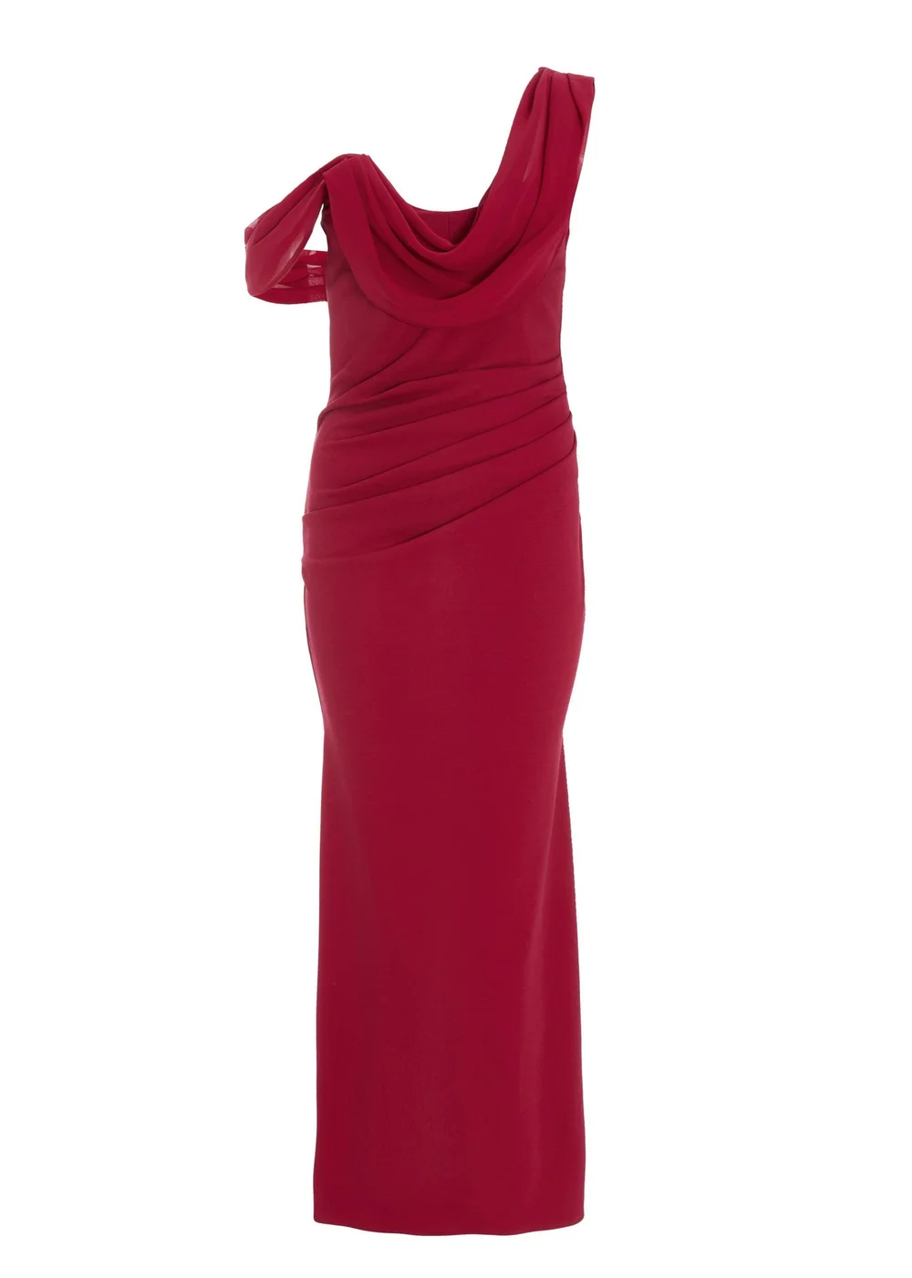 Quiz Red Petite Asymmetric Cowl Neck Maxi Dress - 4 Image 4