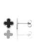 Say It With Silver & Black Clover Earrings - One Size Image 1