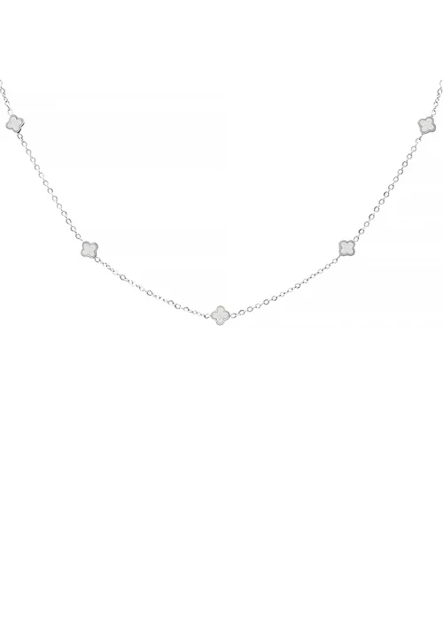 Say It With Silver & Pearl Clover Dainty Choker Necklace - One Size Image 1