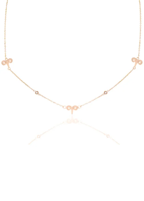 Say It With Rose Gold Aries Necklace with CZ Stones - One Size Image 1