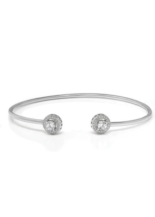 Say It With Sterling Silver Halo Bangle - One Size Image 1