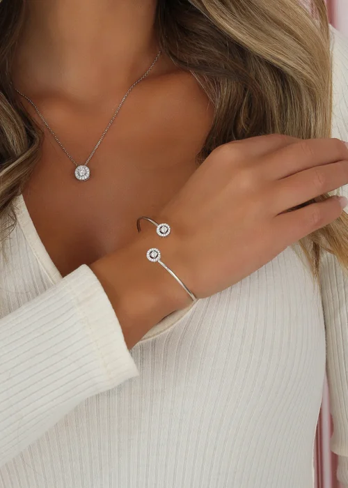 Say It With Sterling Silver Halo Bangle - One Size Image 2