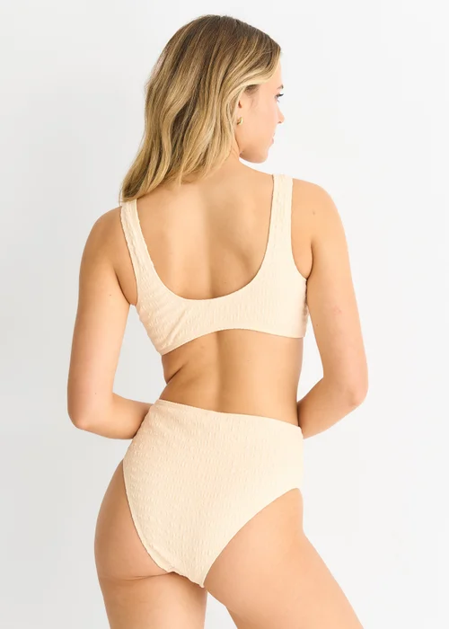 Gini London Ivory Textured High Waist Bikini Bottom - 8 Image 2