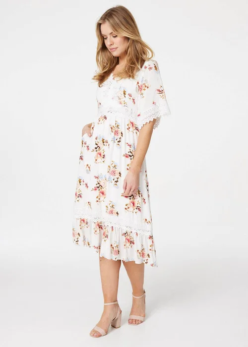 Izabel London White Floral Lace Midi Tea Dress - 8 Image 4