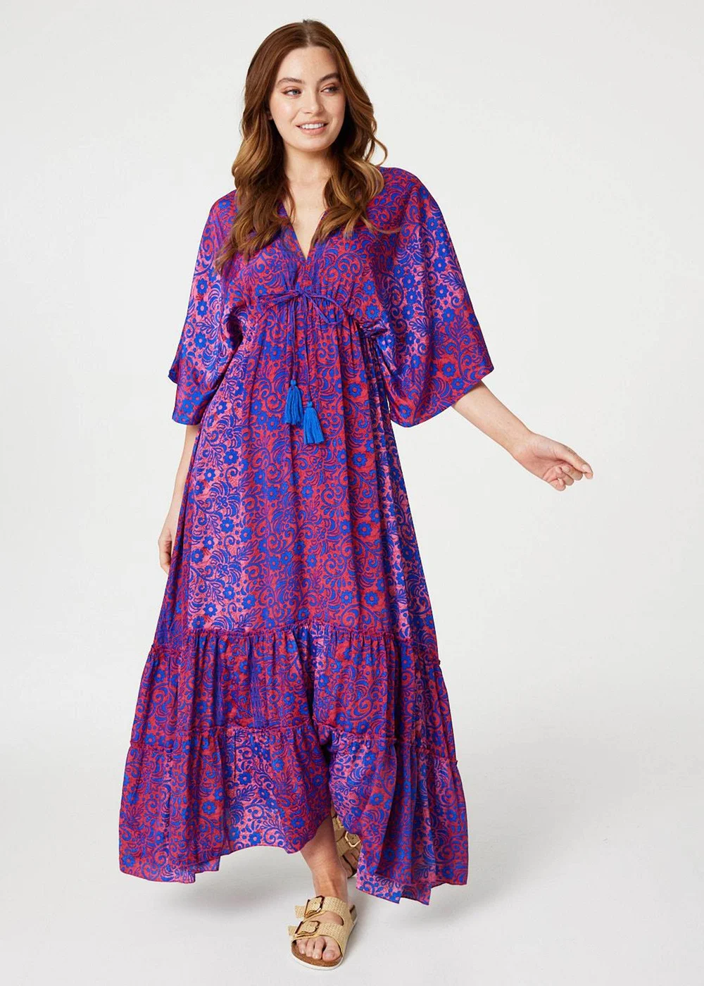 Izabel London Pink Floral Side Split Maxi Dress - 8 Image 4