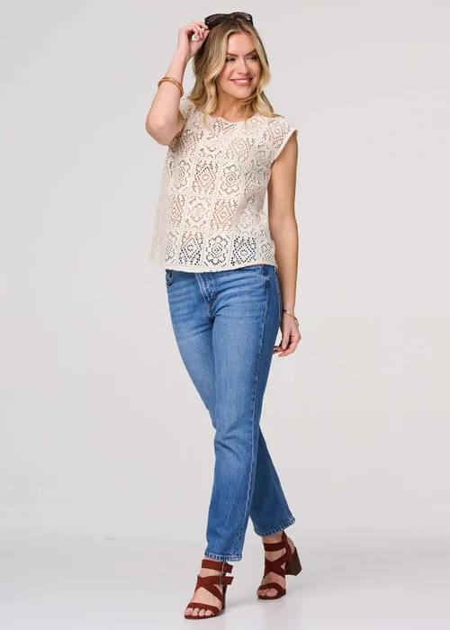 Izabel London Ivory Lace Crochet Detail Cap Sleeve Top - 8 Image 4