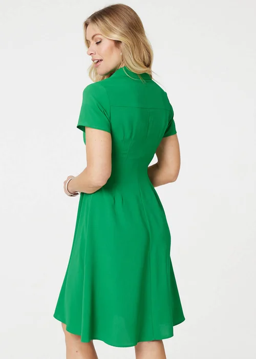 Izabel London Green Short Sleeve Knee Length Shirt Dress - 8 Image 2