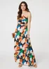 Izabel London Orange Floral One-Shoulder Pleated Maxi Dress - S Image 4