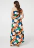 Izabel London Orange Floral One-Shoulder Pleated Maxi Dress - S Image 2