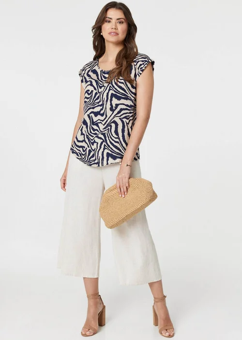 Izabel London Navy Animal Print Cap Sleeve Shell Top - 8 Image 4