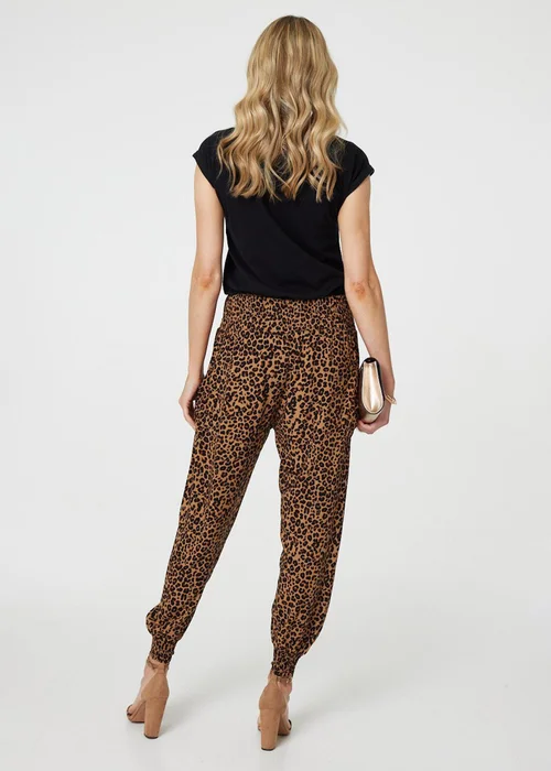 Izabel London Beige Animal Print Tassel Pocket Harem Pants - 8 Image 2
